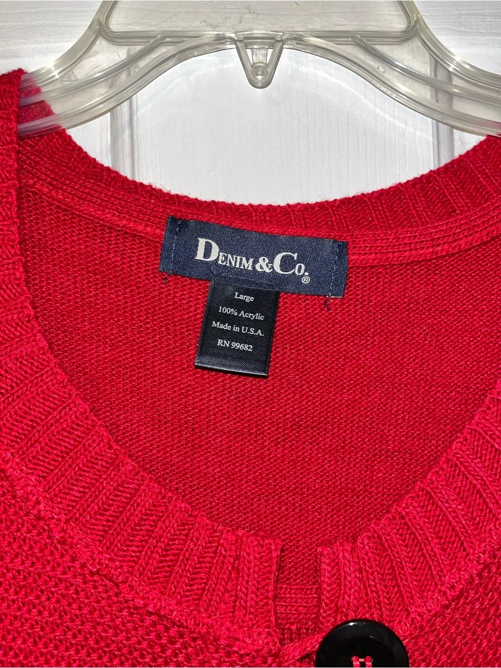 Denim&Co Red Knit Button-Front Cardigan with Matching Shell - 2 piece set